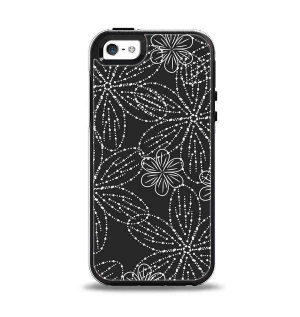 The Black & White Floral Lace Apple iPhone 5-5s Otterbox Symmetry Case Skin Set