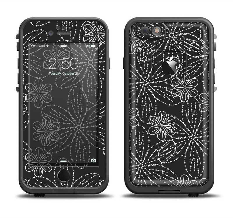 The Black & White Floral Lace Apple iPhone 6/6s Plus LifeProof Fre Case Skin Set