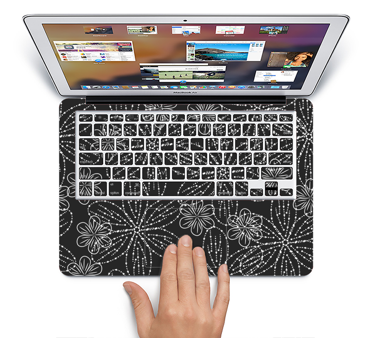 The Black & White Floral Lace Skin Set for the Apple MacBook Air 11"