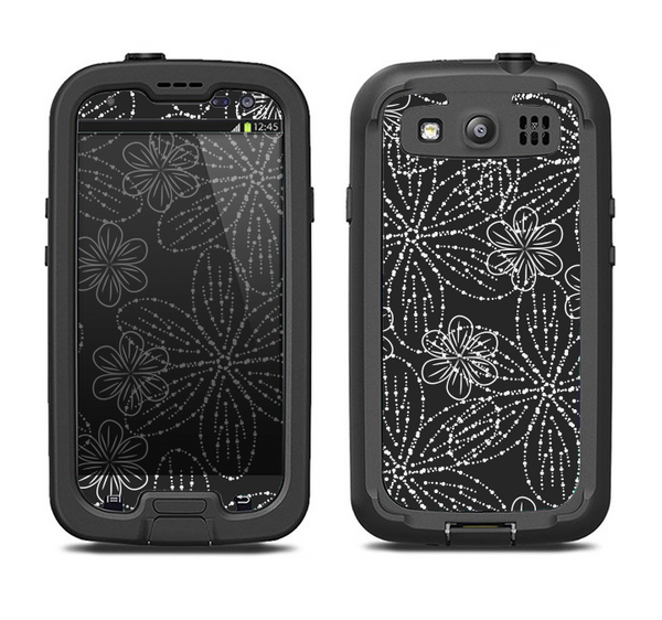 The Black & White Floral Lace Samsung Galaxy S4 LifeProof Fre Case Skin Set