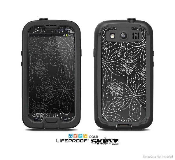 The Black & White Floral Lace Skin For The Samsung Galaxy S3 LifeProof Case