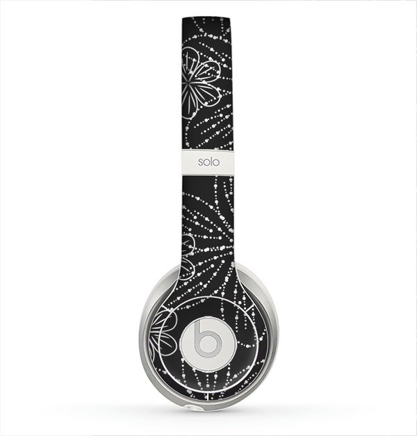 The Black & White Floral Lace Skin for the Beats by Dre Solo 2 Headphones