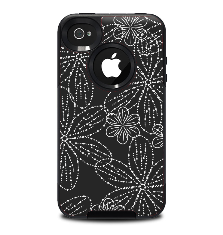 The Black & White Floral Lace Skin for the iPhone 4-4s OtterBox Commuter Case