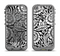 The Black & White Mirrored Floral Pattern V2 Apple iPhone 5c LifeProof Fre Case Skin Set