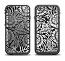 The Black & White Mirrored Floral Pattern V2 Apple iPhone 6 LifeProof Fre Case Skin Set