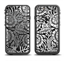 The Black & White Mirrored Floral Pattern V2 Apple iPhone 6/6s LifeProof Fre Case Skin Set