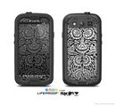 The Black & White Mirrored Floral Pattern V2 Skin For The Samsung Galaxy S3 LifeProof Case