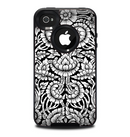 The Black & White Mirrored Floral Pattern V2 Skin for the iPhone 4-4s OtterBox Commuter Case