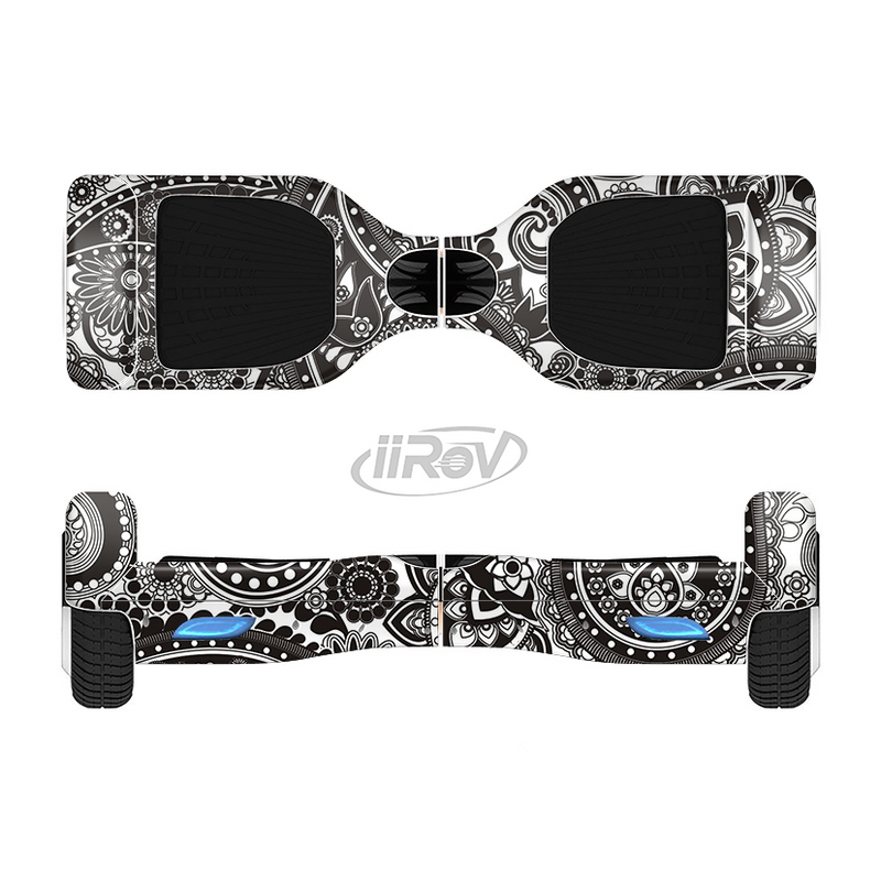 The Black & White Paisley Pattern V1 Full-Body Skin Set for the Smart Drifting SuperCharged iiRov HoverBoard