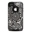 The Black & White Paisley Pattern V1 Skin for the iPhone 4-4s OtterBox Commuter Case