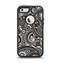 The Black & White Pasiley Pattern Apple iPhone 5-5s Otterbox Defender Case Skin Set