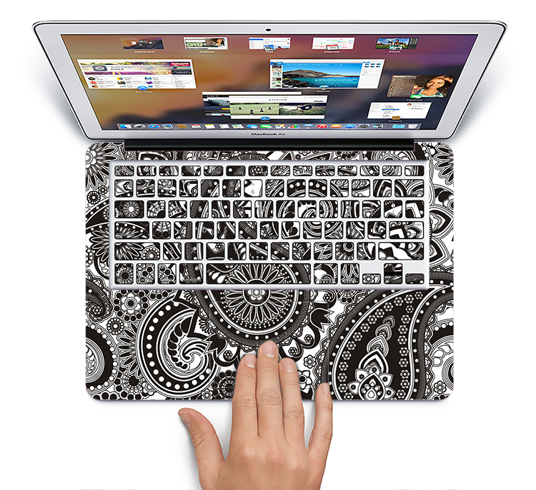 The Black & White Pasiley Pattern Skin Set for the Apple MacBook Air 11"