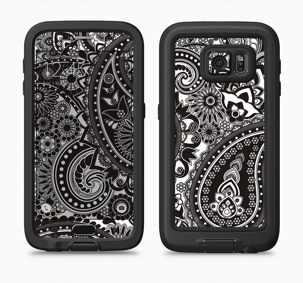 The Black & White Pasiley Pattern Full Body Samsung Galaxy S6 LifeProof Fre Case Skin Kit