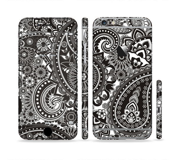 The Black & White Pasiley Pattern Sectioned Skin Series for the Apple iPhone 6