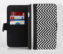 The Black & White Sharp Chevron Pattern Ink-Fuzed Leather Folding Wallet Credit-Card Case for the Apple iPhone 6/6s, 6/6s Plus, 5/5s and 5c