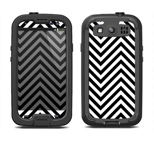 The Black & White Sharp Chevron Pattern Samsung Galaxy S3 LifeProof Fre Case Skin Set