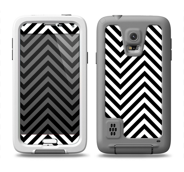 The Black & White Sharp Chevron Pattern Samsung Galaxy S5 LifeProof Fre Case Skin Set