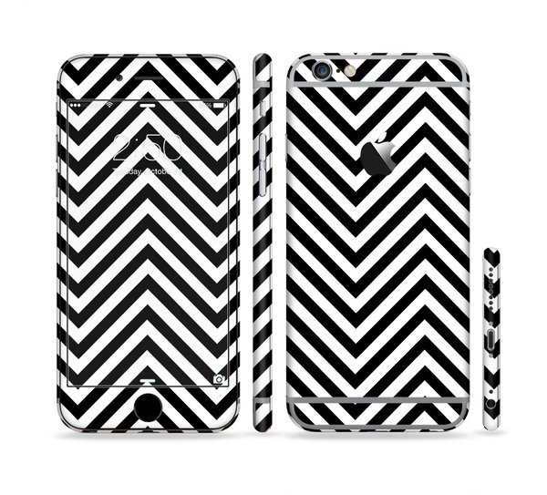 The Black & White Sharp Chevron Pattern Sectioned Skin Series for the Apple iPhone 6 Plus