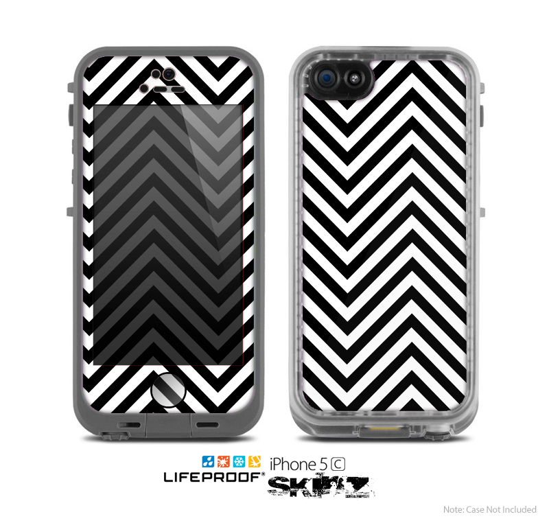 The Black & White Sharp Chevron Pattern Skin for the Apple iPhone 5c LifeProof Case