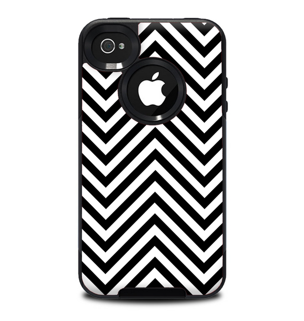 The Black & White Sharp Chevron Pattern Skin for the iPhone 4-4s OtterBox Commuter Case