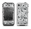 The Black & White Technology Icon Apple iPhone 4-4s LifeProof Fre Case Skin Set
