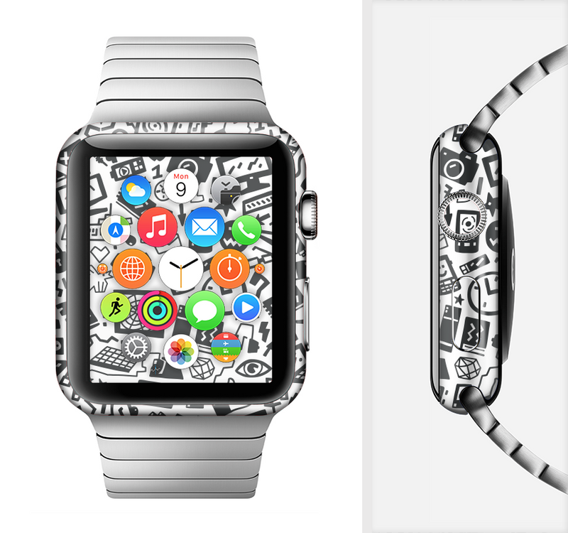 The Black & White Technology Icon Full-Body Skin Kit for the Apple Watch