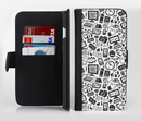 The Black & White Technology Icon Ink-Fuzed Leather Folding Wallet Credit-Card Case for the Apple iPhone 6/6s, 6/6s Plus, 5/5s and 5c
