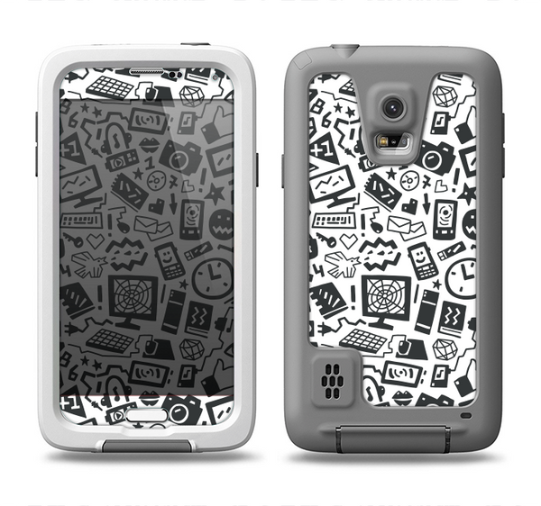 The Black & White Technology Icon Samsung Galaxy S5 LifeProof Fre Case Skin Set