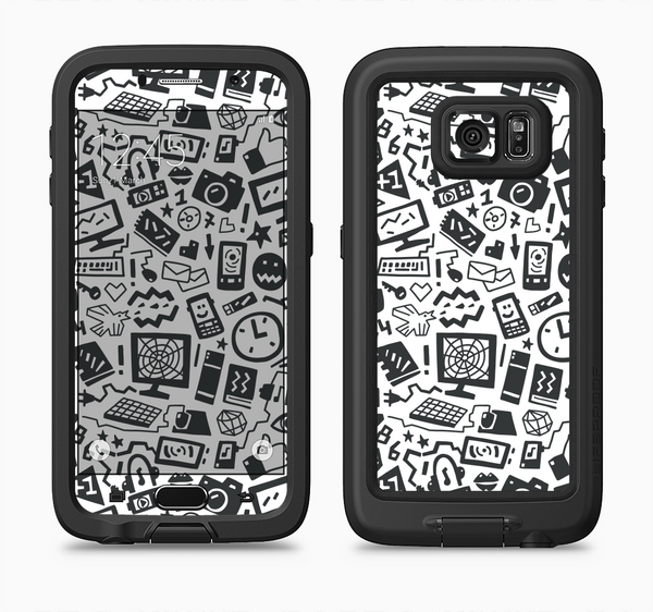 The Black & White Technology Icon Full Body Samsung Galaxy S6 LifeProof Fre Case Skin Kit