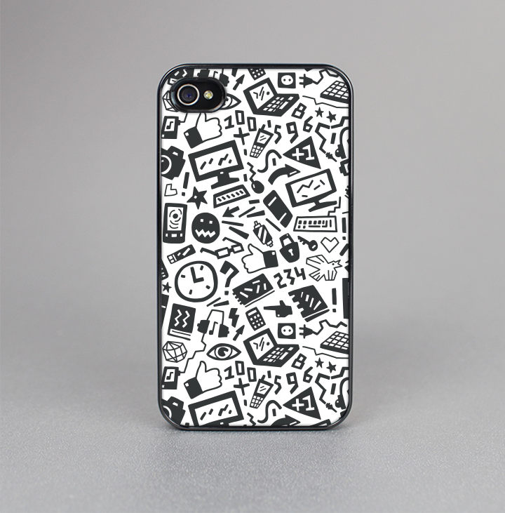 The Black & White Technology Icon Skin-Sert for the Apple iPhone 4-4s Skin-Sert Case