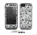 The Black & White Technology Icon Skin for the Apple iPhone 5c LifeProof Case
