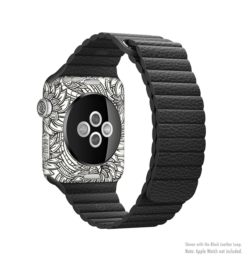 The Black & White Vector Floral Connect Full-Body Skin Kit for the Apple Watch