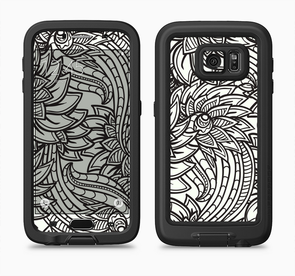 The Black & White Vector Floral Connect Full Body Samsung Galaxy S6 LifeProof Fre Case Skin Kit