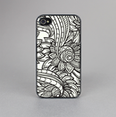 The Black & White Vector Floral Connect Skin-Sert for the Apple iPhone 4-4s Skin-Sert Case