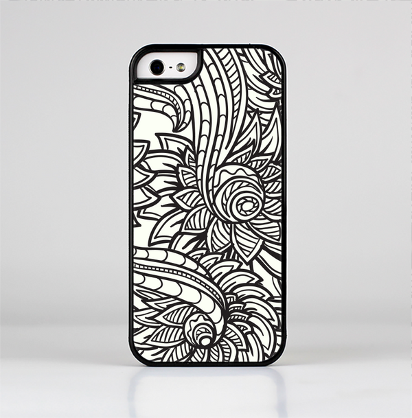 The Black & White Vector Floral Connect Skin-Sert Case for the Apple iPhone 5/5s
