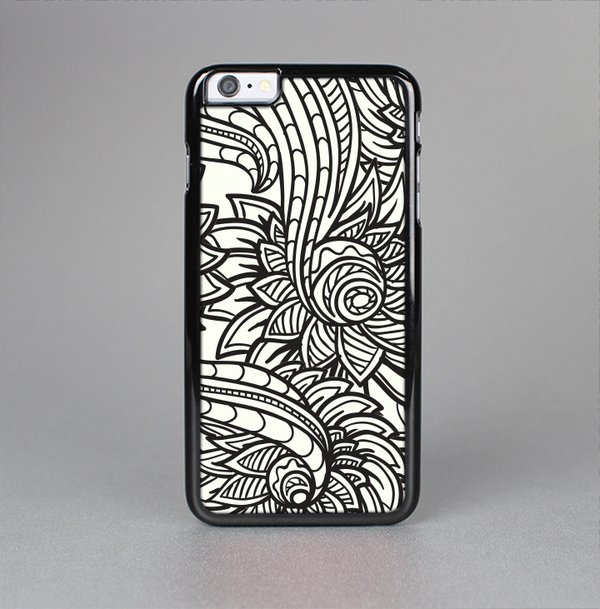 The Black & White Vector Floral Connect Skin-Sert Case for the Apple iPhone 6 Plus