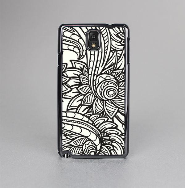 The Black & White Vector Floral Connect Skin-Sert Case for the Samsung Galaxy Note 3