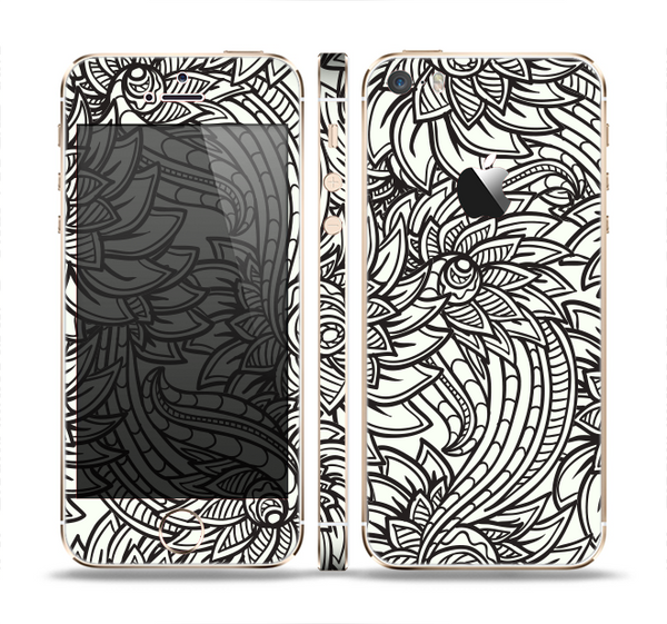The Black & White Vector Floral Connect Skin Set for the Apple iPhone 5s