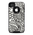 The Black & White Vector Floral Connect Skin for the iPhone 4-4s OtterBox Commuter Case