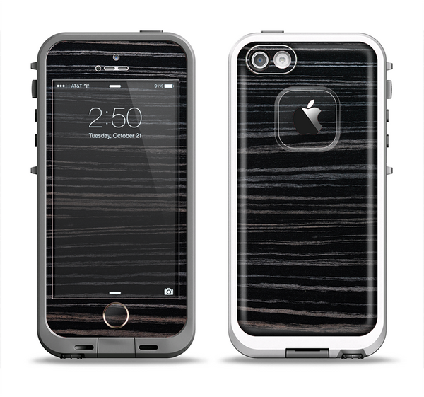 The Black Wood Texture Apple iPhone 5-5s LifeProof Fre Case Skin Set