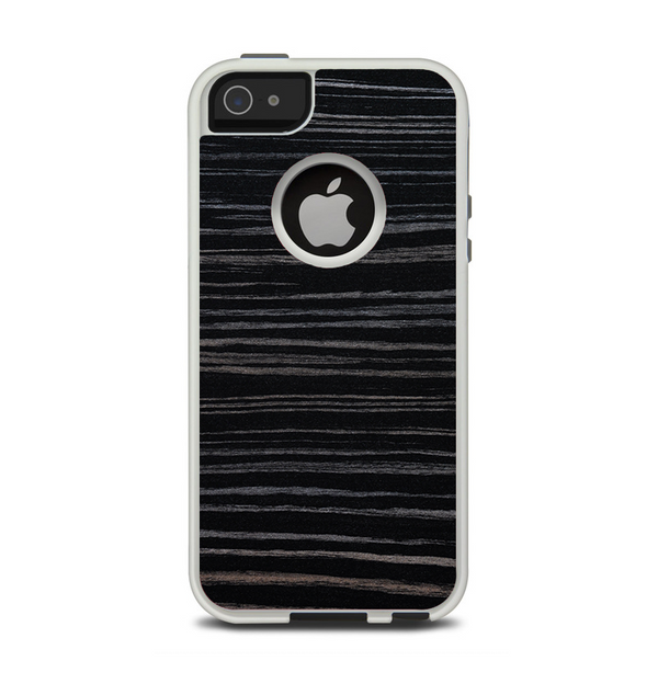 The Black Wood Texture Apple iPhone 5-5s Otterbox Commuter Case Skin Set