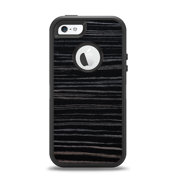 The Black Wood Texture Apple iPhone 5-5s Otterbox Defender Case Skin Set