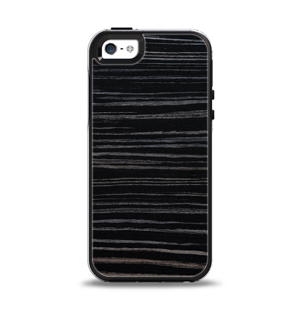 The Black Wood Texture Apple iPhone 5-5s Otterbox Symmetry Case Skin Set
