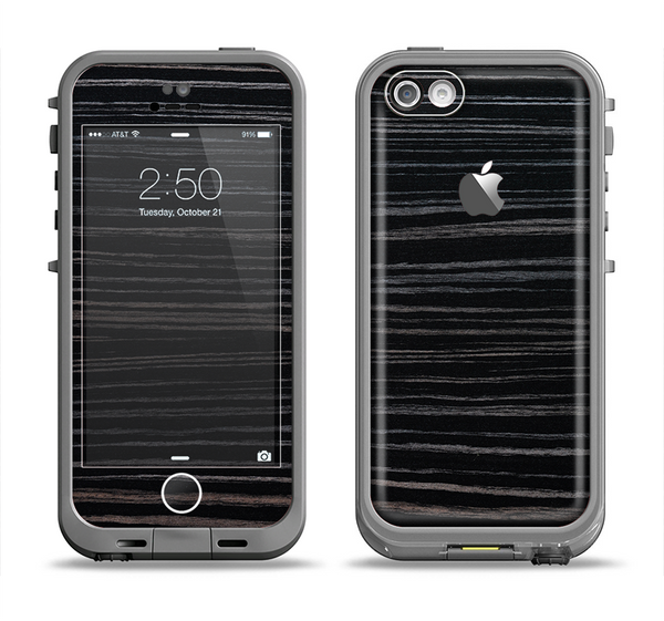 The Black Wood Texture Apple iPhone 5c LifeProof Fre Case Skin Set