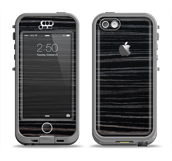 The Black Wood Texture Apple iPhone 5c LifeProof Nuud Case Skin Set