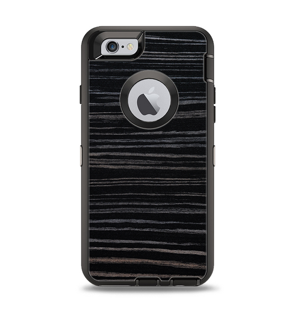 The Black Wood Texture Apple iPhone 6 Otterbox Defender Case Skin Set