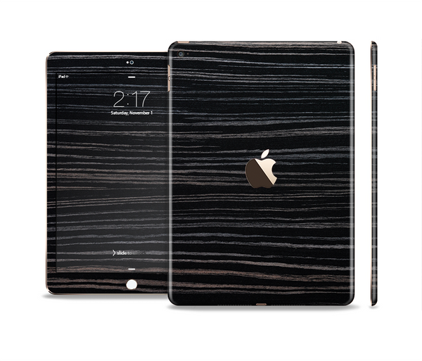 The Black Wood Texture Skin Set for the Apple iPad Air 2