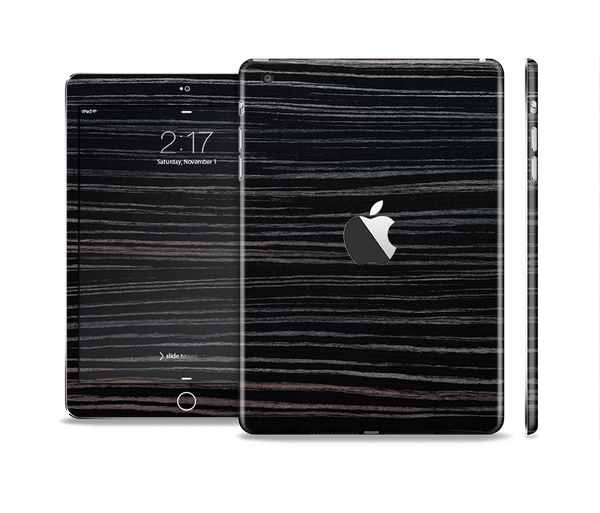 The Black Wood Texture Full Body Skin Set for the Apple iPad Mini 2