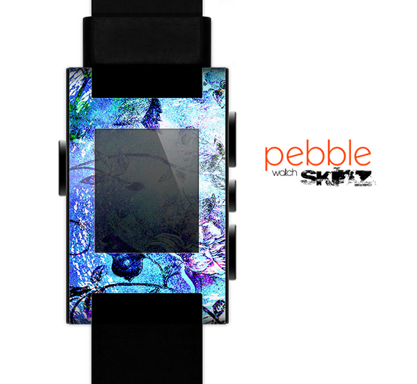 The Black & Bright Color Floral Pastel Skin for the Pebble SmartWatch