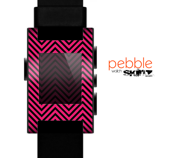 The Black & Pink Sharp Chevron Pattern Skin for the Pebble SmartWatch